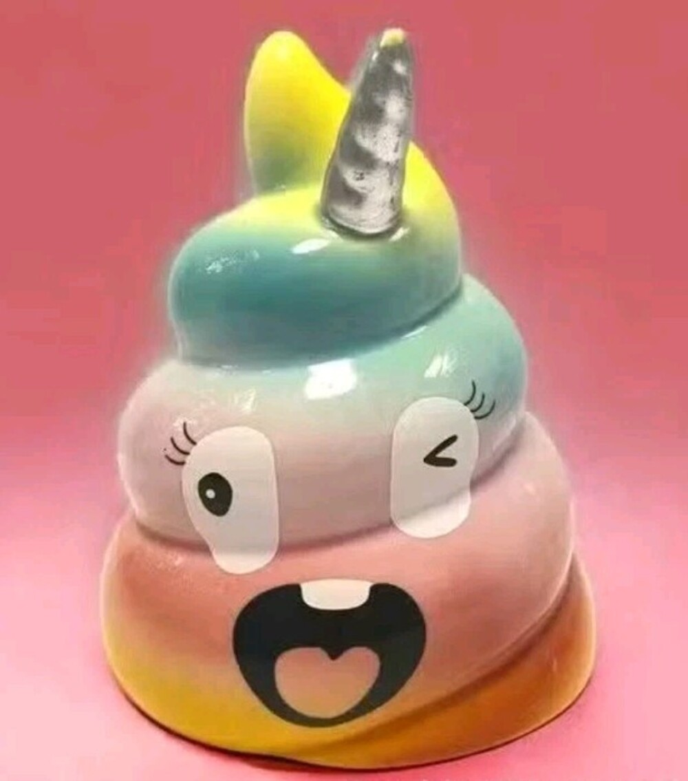 Fun Ceramic Unicorn Poop Emoji Bank Pastel Rainbow Colors